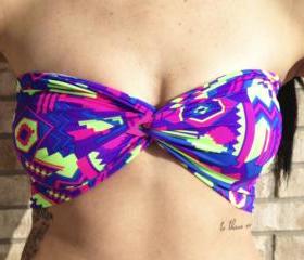 neon aztec bandeau 